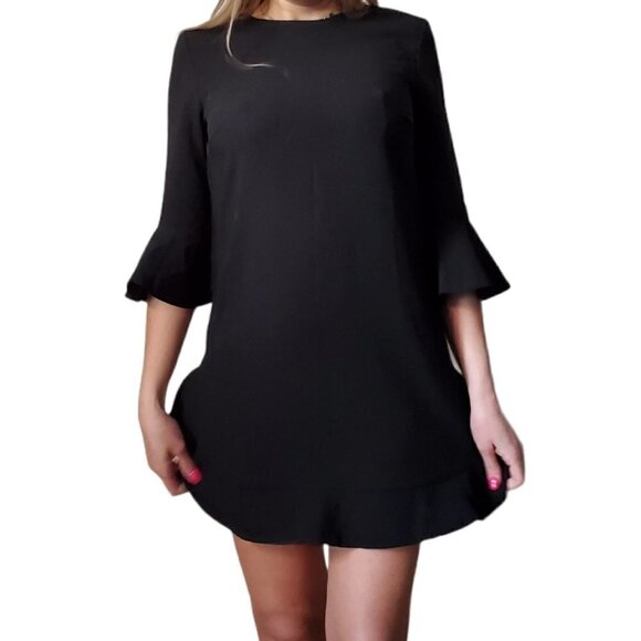 DO+BE Black Ruffled Tunic Mini Dress - Picture 1 of 3